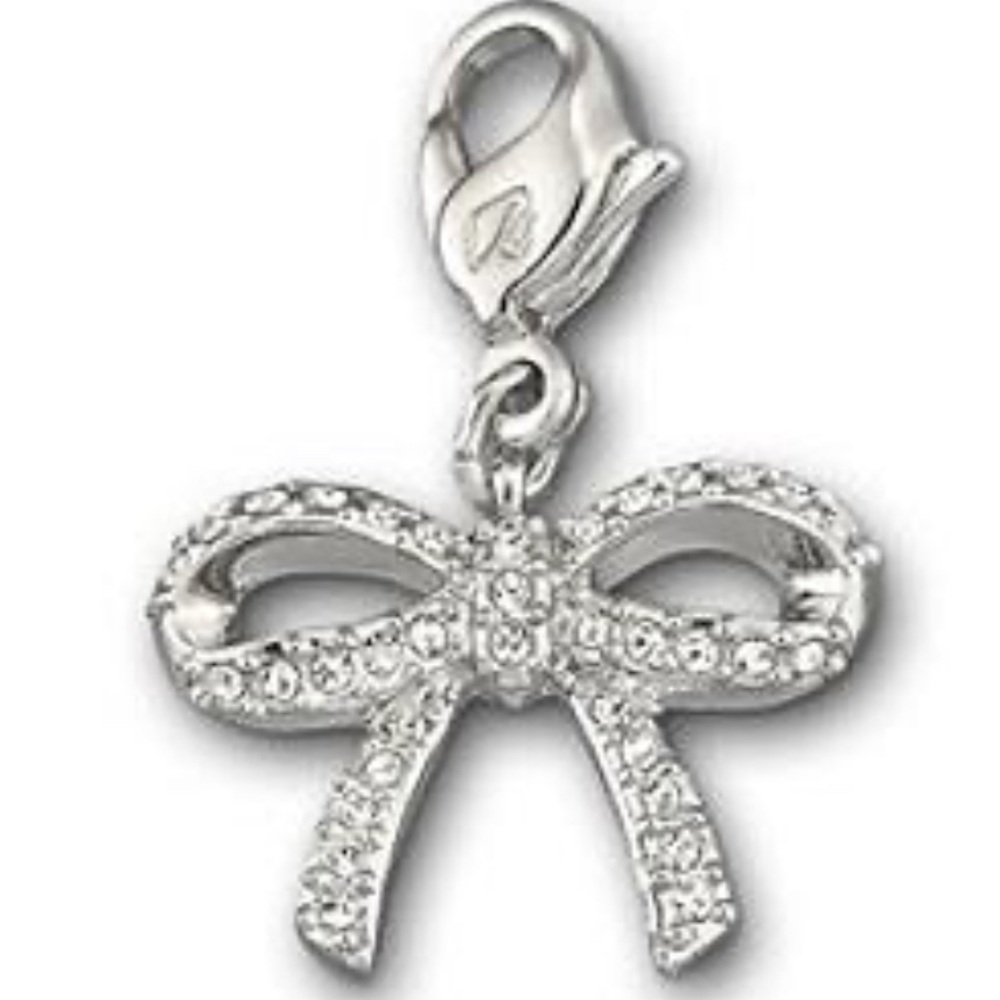 SWAROVSKI Rhodium-Plated Clear Crystal Pavé Bow Charm – Style 1047486 – EUC